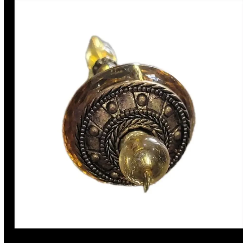 Vintage Finial Chandelier Christmas Ornaments Lot of 4 MCM Amber Gold‎